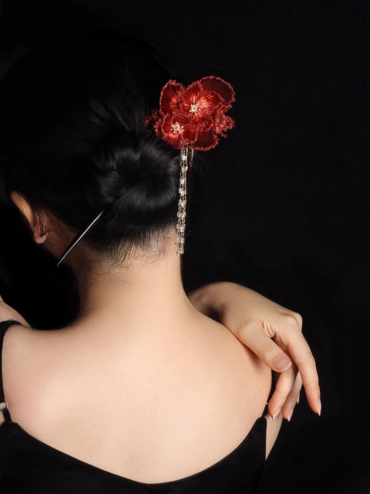 Handmade Flower Crystal Hair Pin