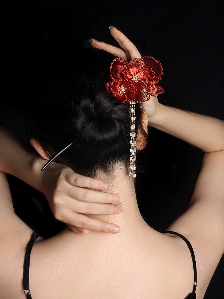 Handmade Flower Crystal Hair Pin