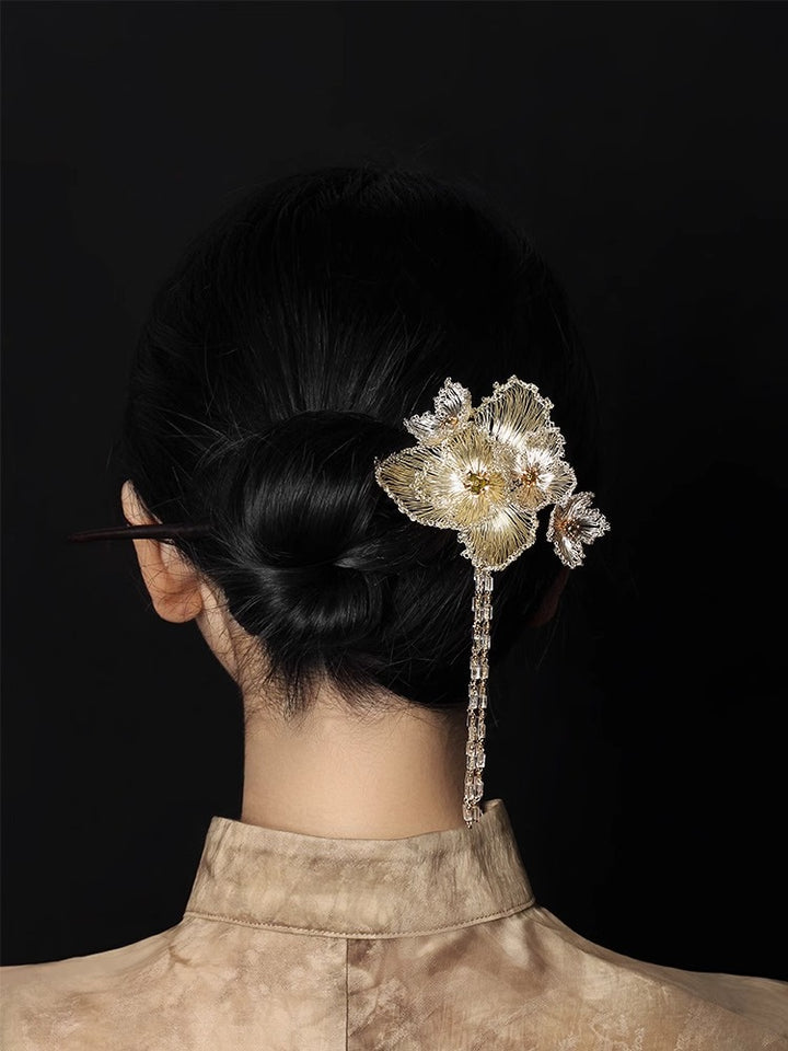 Handmade Flower Crystal Hair Pin