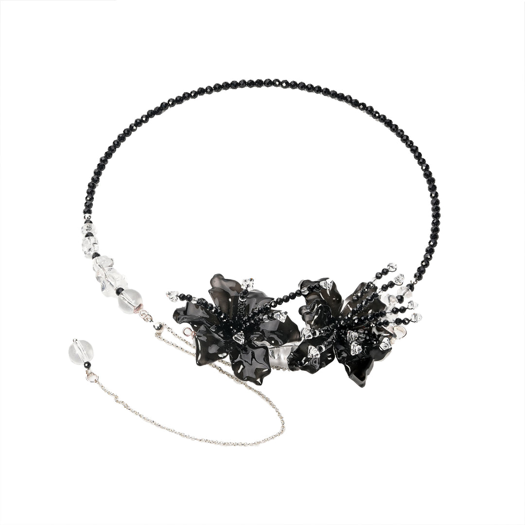 Lily Flower White Crystal Necklace