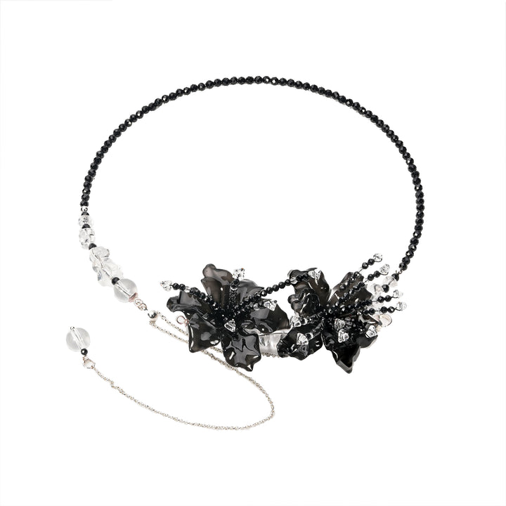 Lily Flower White Crystal Necklace