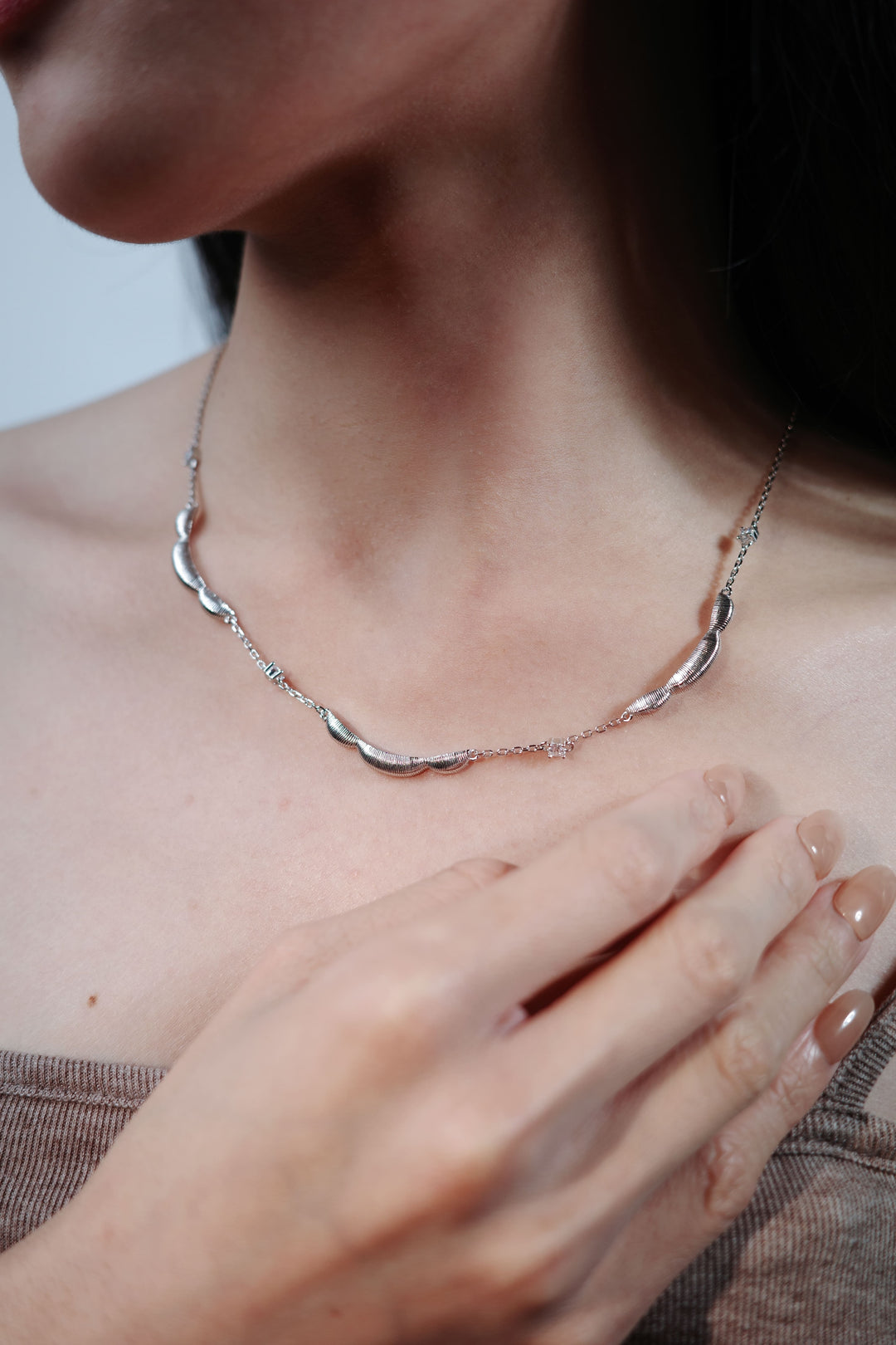 Lunar Arc Necklace in 925 Sterling Silver
