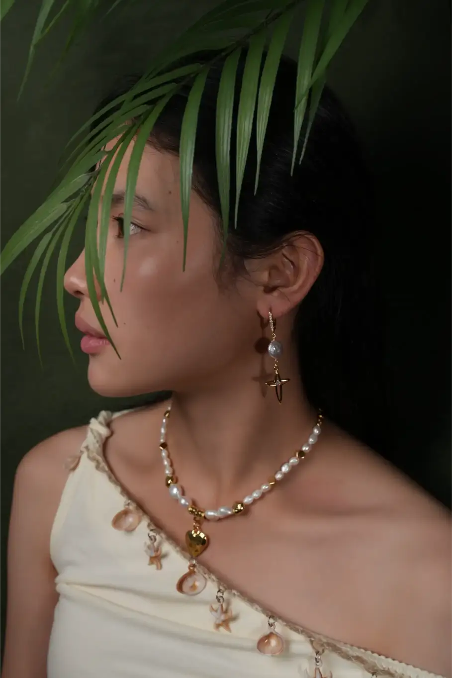 Melted Relic · Star Pearl Hoop Earrings