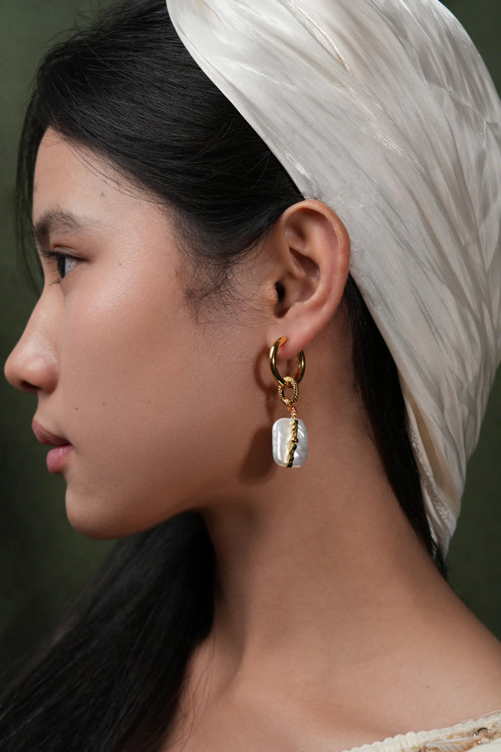 Melted Relic ·  Petite Baroque Pearl Hoop Earrings