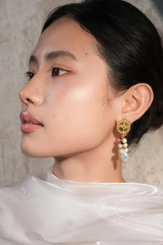 Melted Relic · Coin Pearl Drop Earrings
