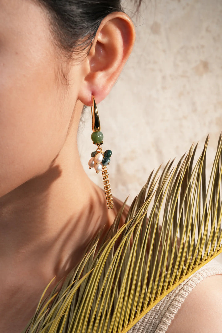Melted Relic · Waterfall Agate Pearl Earrings