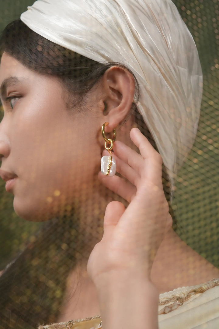 Melted Relic ·  Petite Baroque Pearl Hoop Earrings
