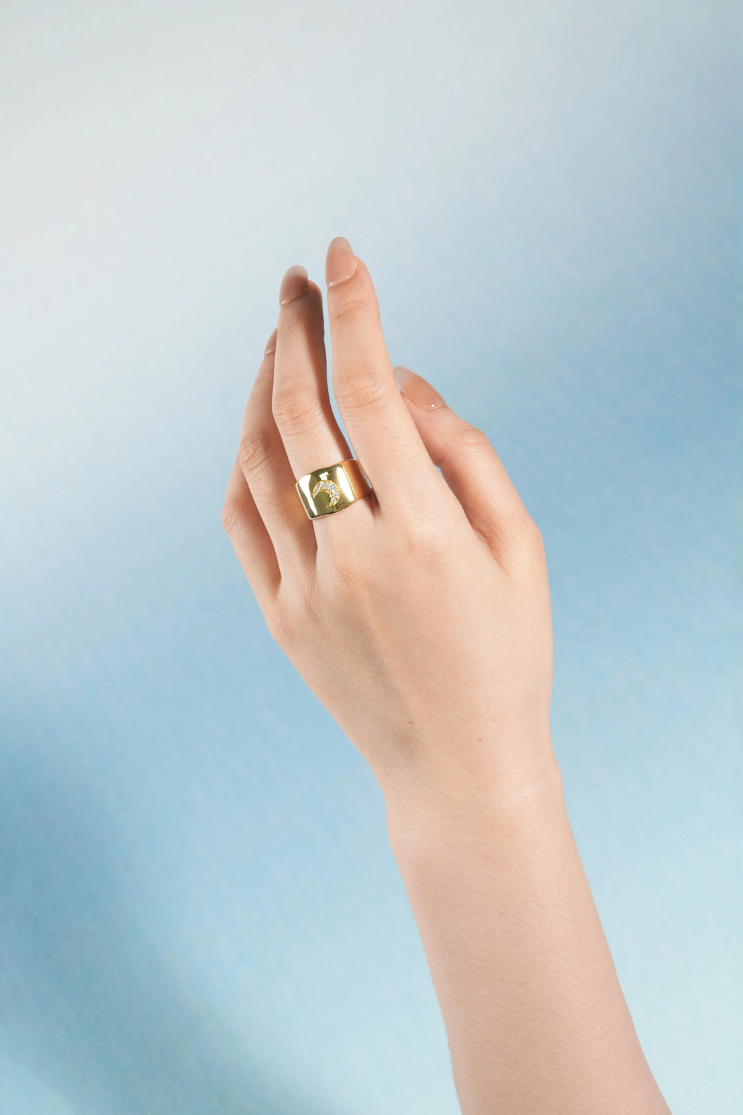 Éternelle Simple · Moon Signet Wide Band Ring