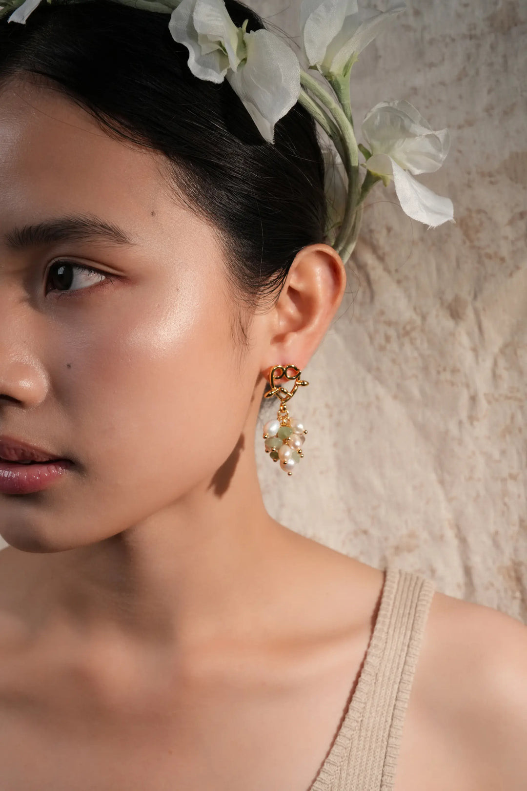 Melted Relic · Heart Pearl Cluster Earrings