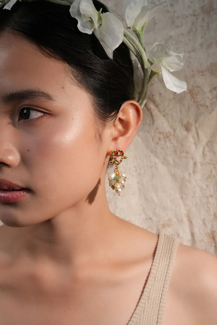Melted Relic · Heart Pearl Cluster Earrings