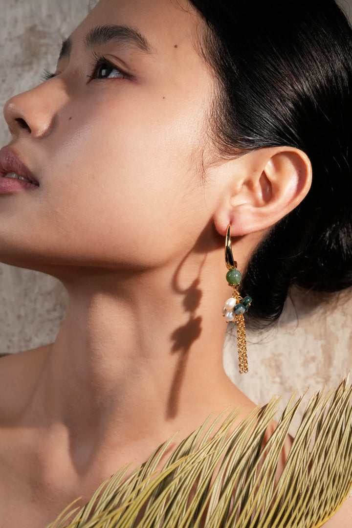 Melted Relic · Waterfall Agate Pearl Earrings