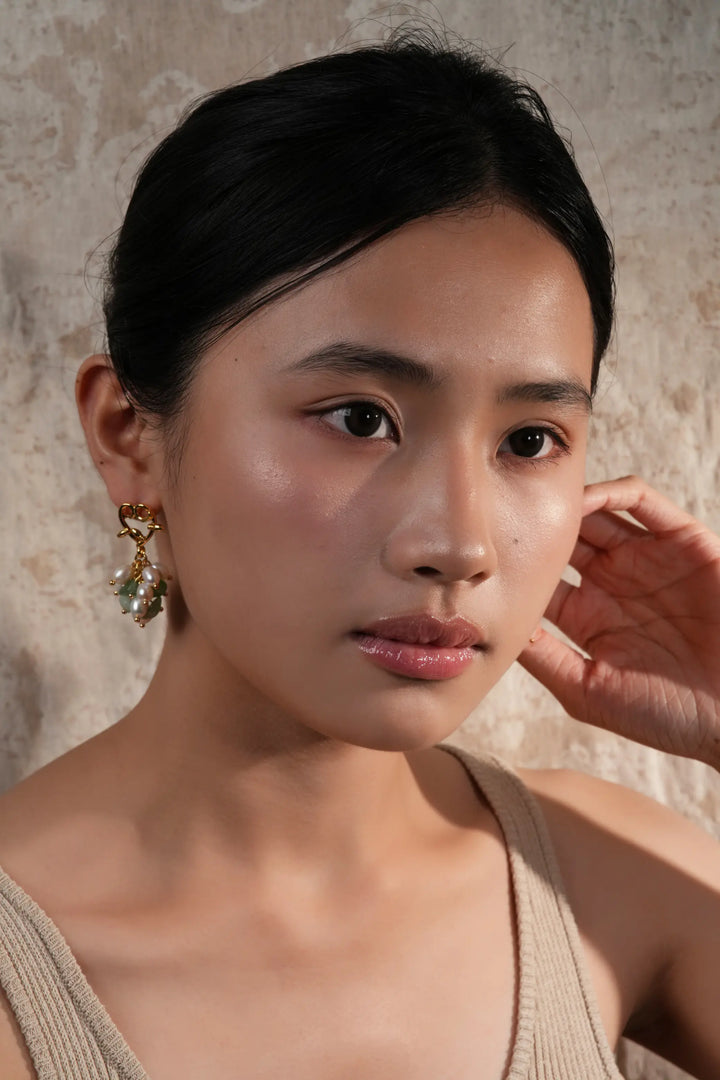 Melted Relic · Heart Pearl Cluster Earrings