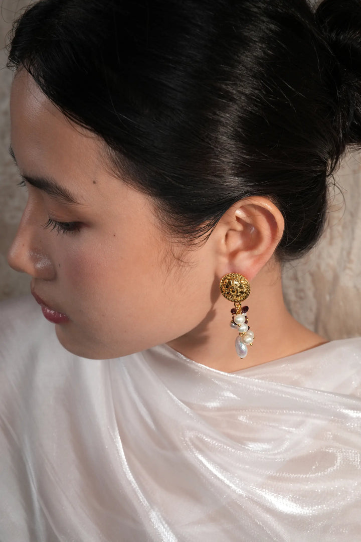 Melted Relic · Coin Pearl Drop Earrings