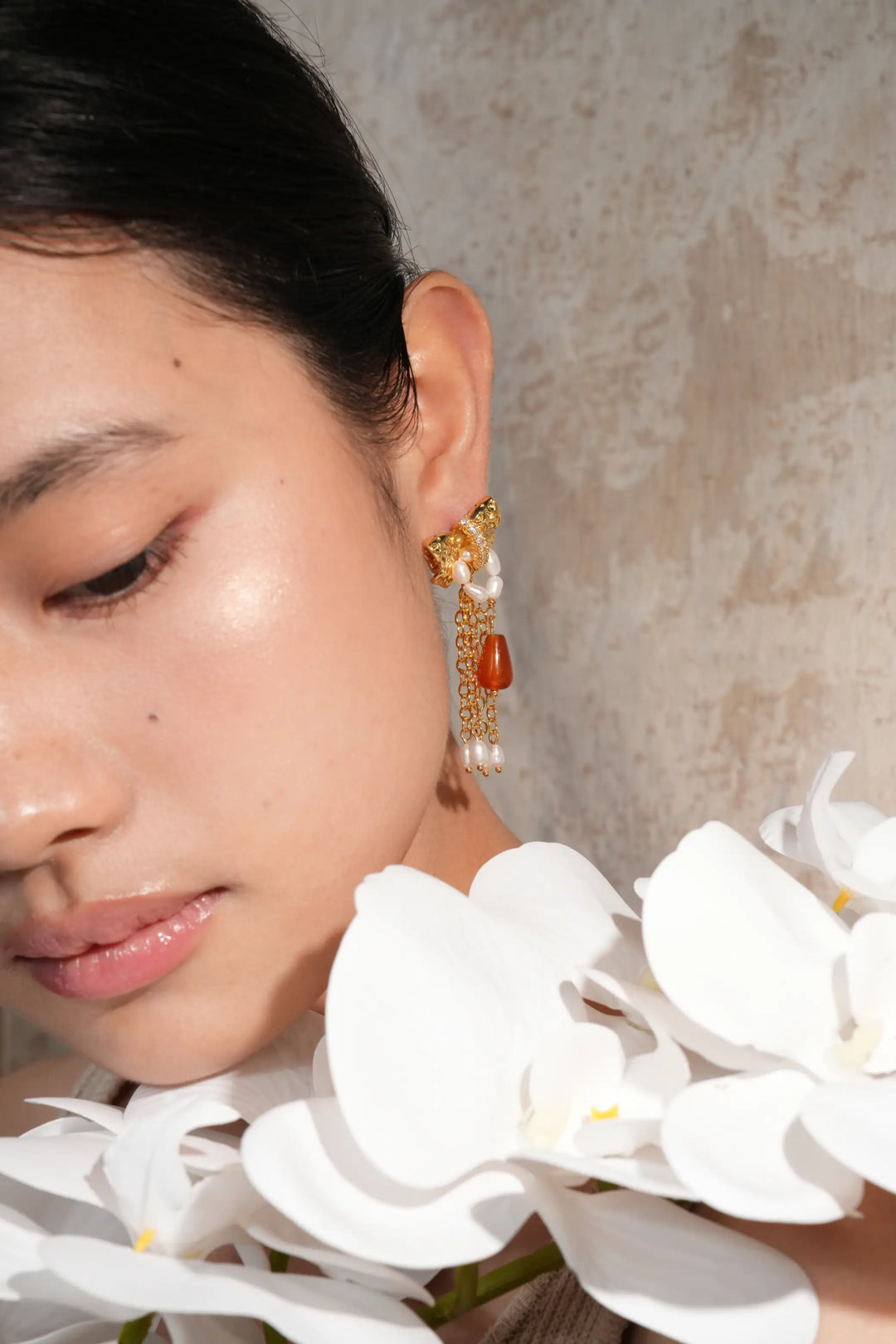 Melted Relic · Bow Agate Tassel Earrings