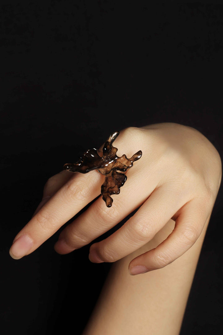 Magnila Flower Resin Butterfly Open Ring (10)