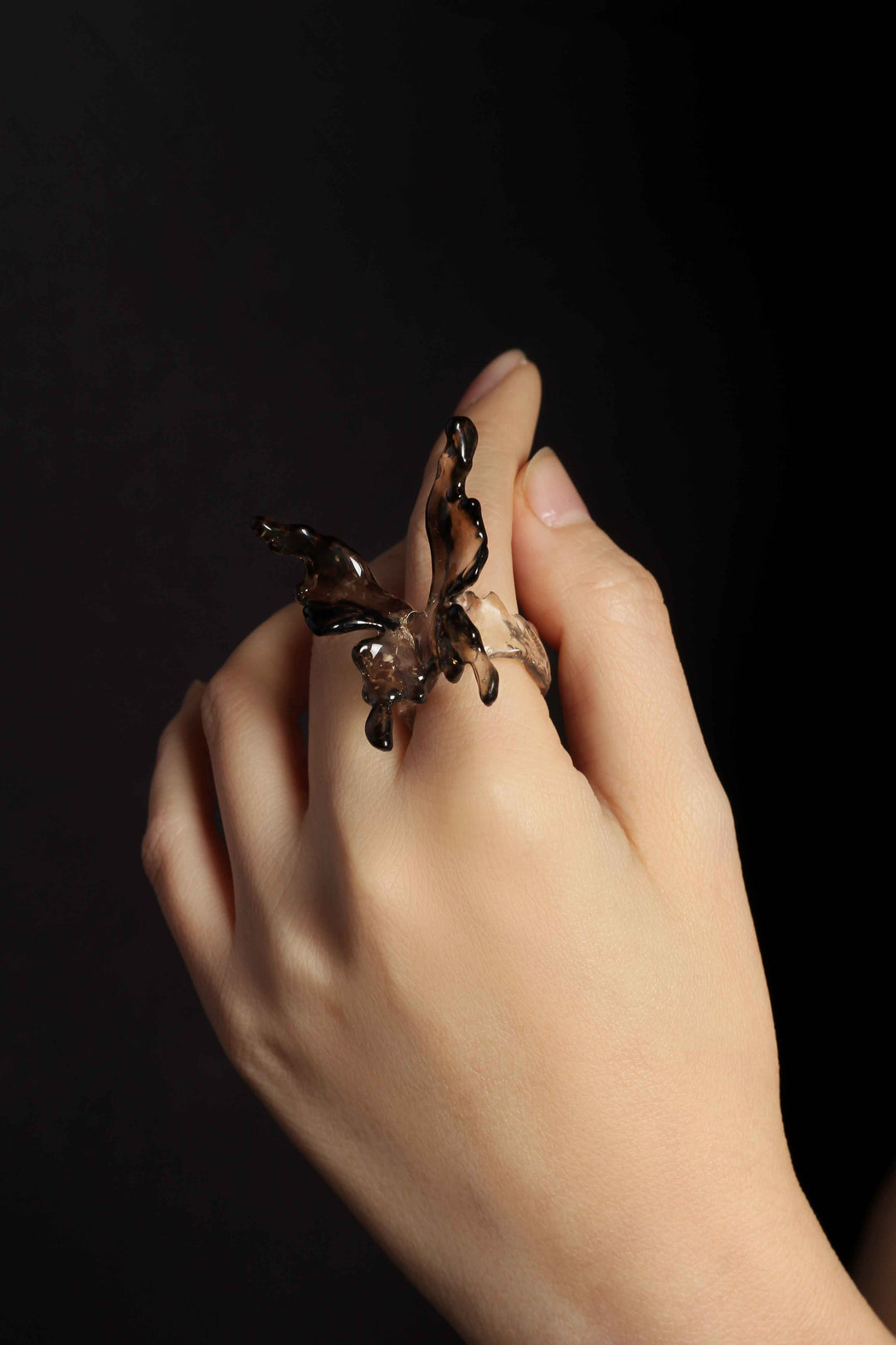 Magnila Flower Resin Butterfly Open Ring (7)