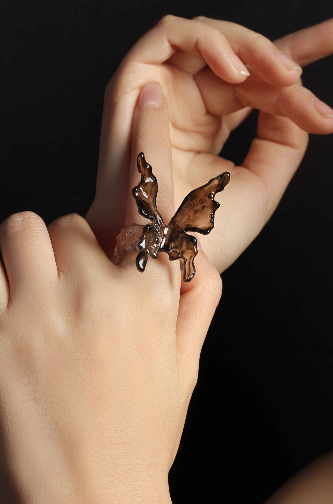 Magnila Flower Resin Butterfly Open Ring (8)