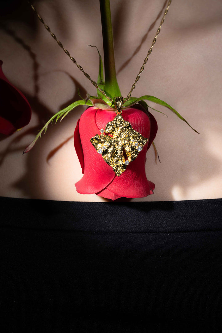 Metal Texture Necklace in Gold-Plated Brass