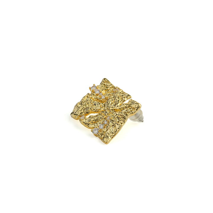 Metal Texture Earrings in Gold-Plated Brass - BE FRUITFUL