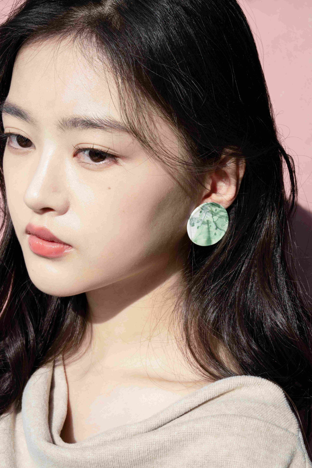 Mossy Porcelain Earring