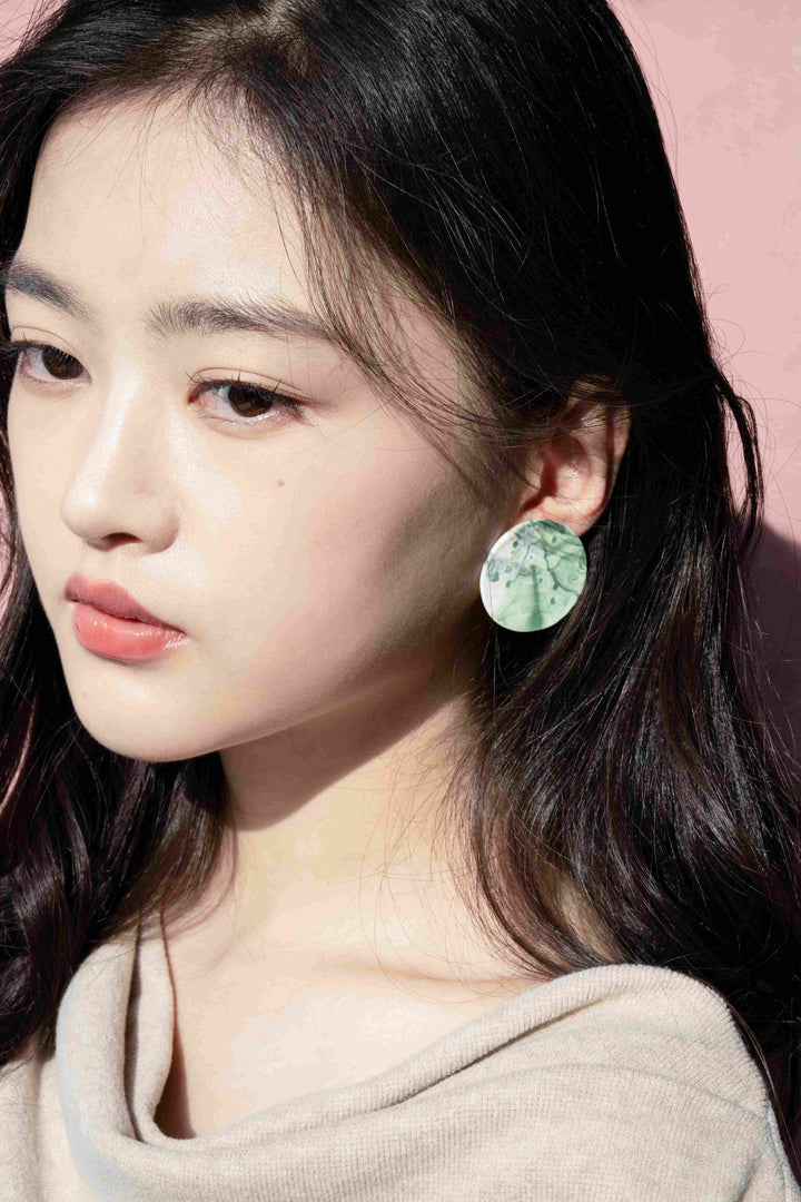 Mossy Porcelain Earring