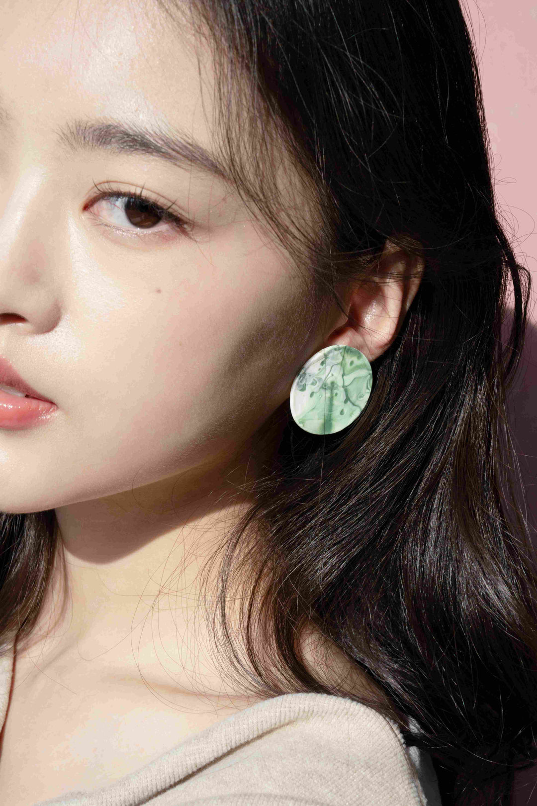 Mossy Porcelain Earring