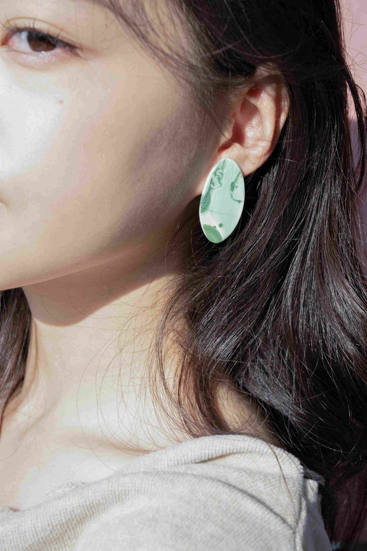 Mossy Porcelain Earring