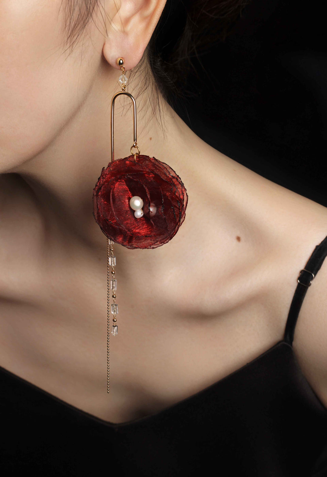 オーガンザ ナチュラル バロックパール スタッドイヤリング