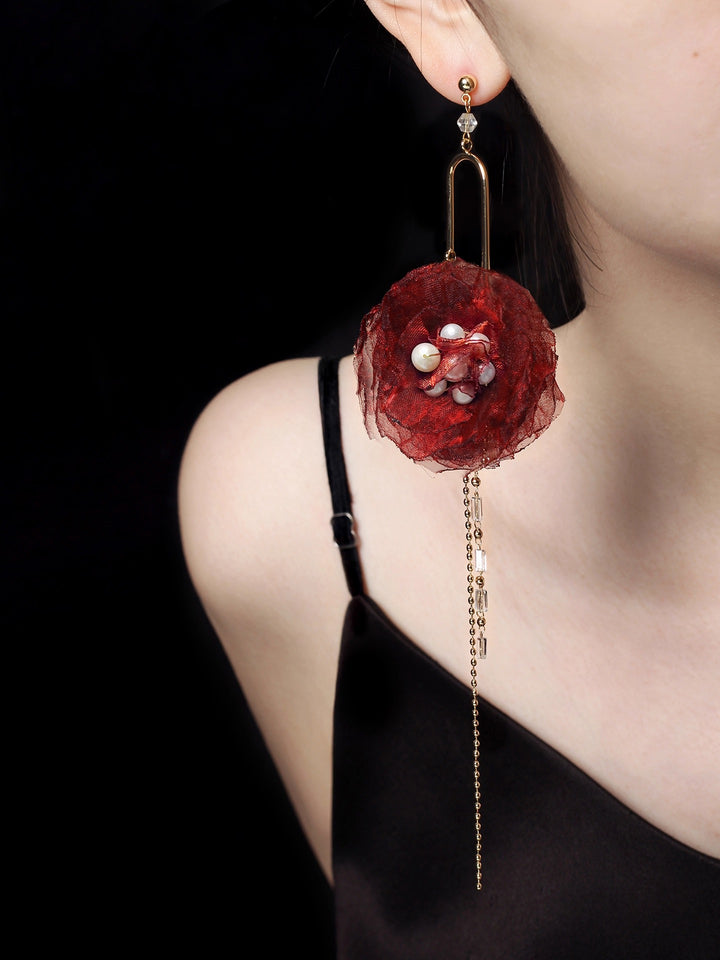 オーガンザ ナチュラル バロックパール スタッドイヤリング