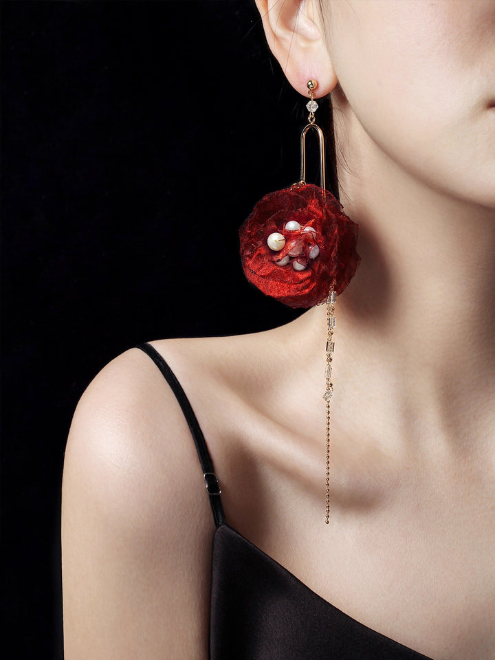 オーガンザ ナチュラル バロックパール スタッドイヤリング