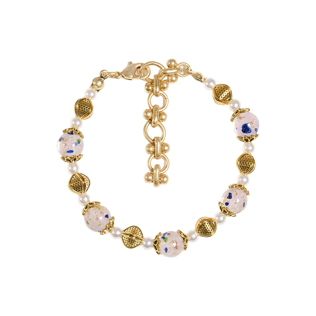 Pink Floral Liu Li & Pearl Bracelet