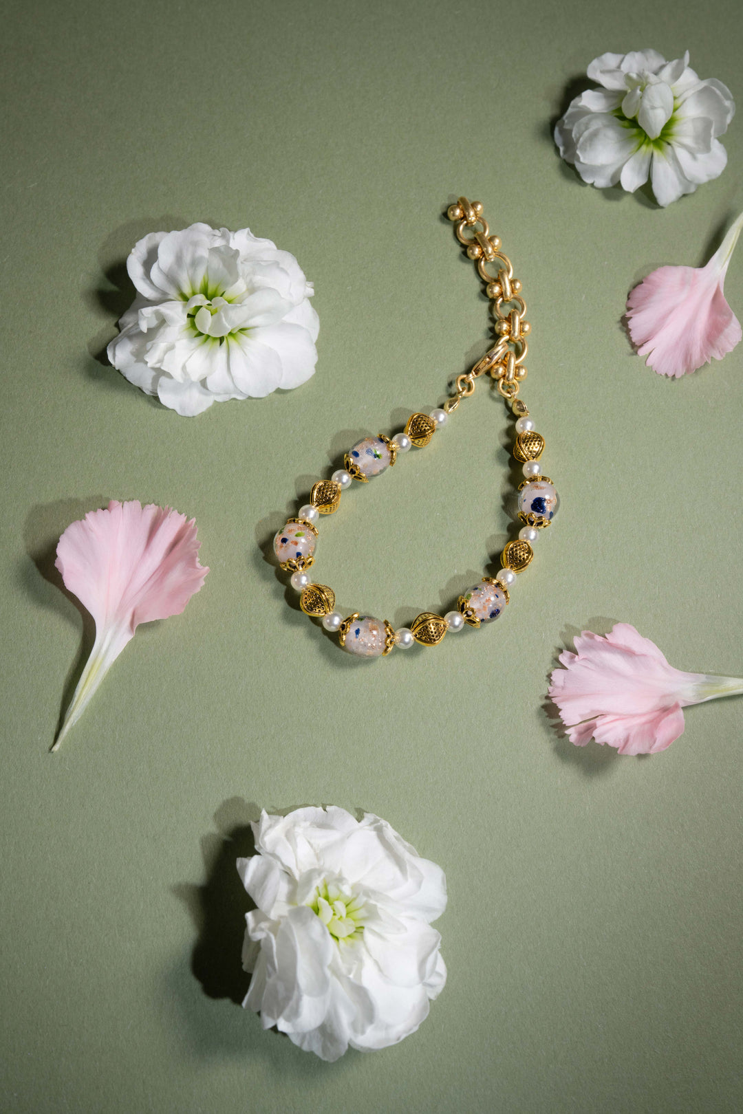 Pink Floral Liu Li & Pearl Bracelet