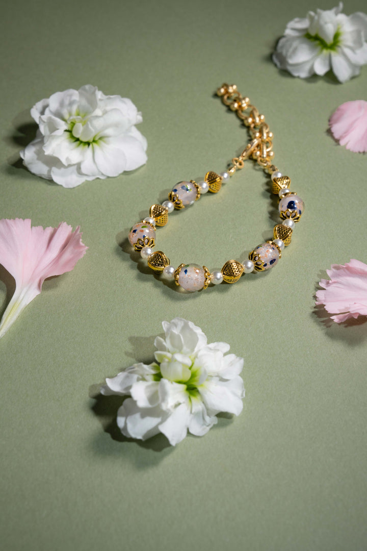 Pink Floral Liu Li & Pearl Bracelet