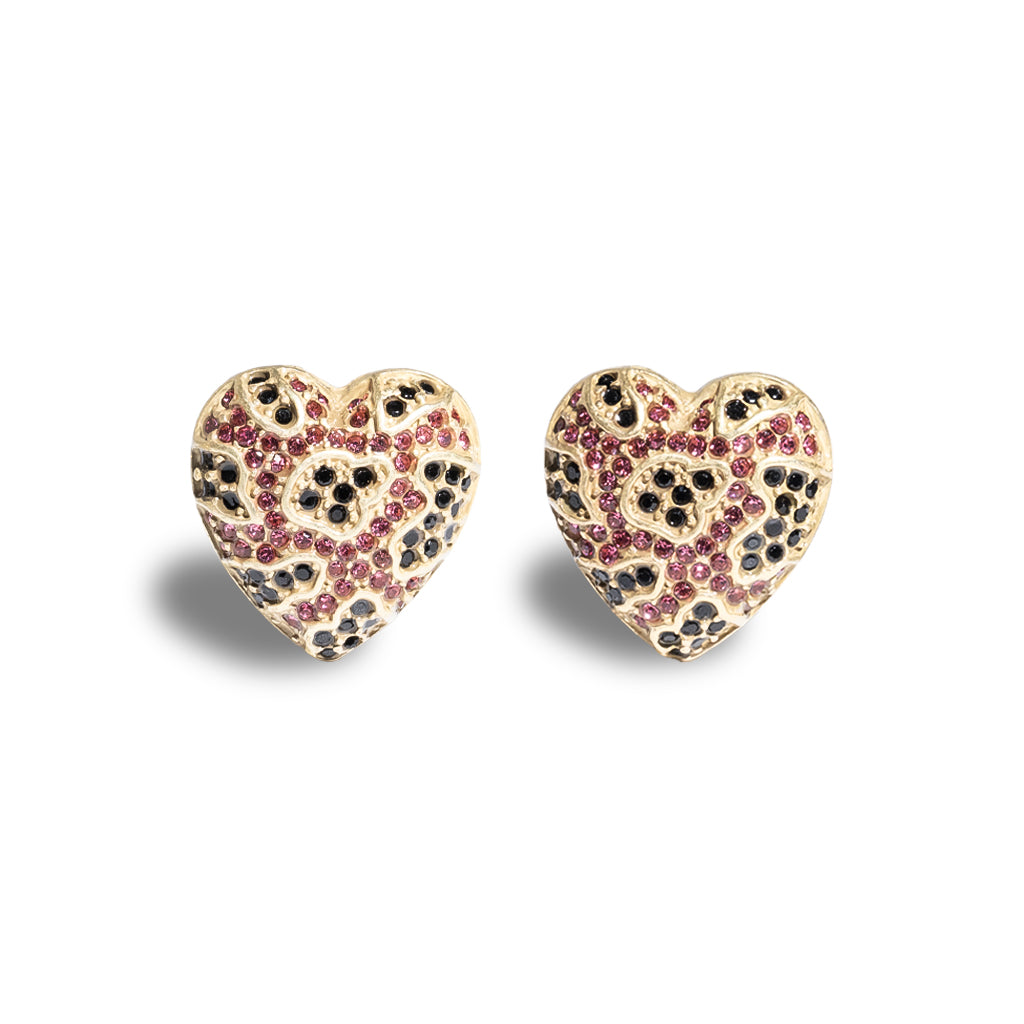 ピンクハート・ジェムストーン イヤリング