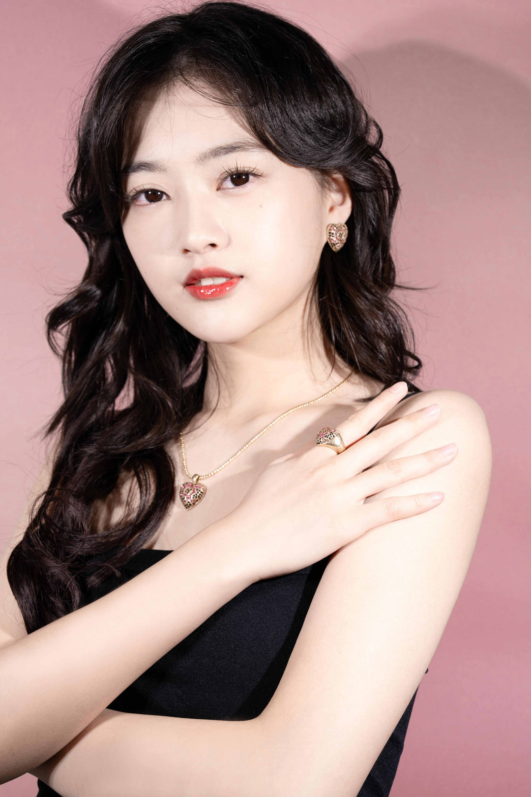 Pink Heart Gemstone Necklace