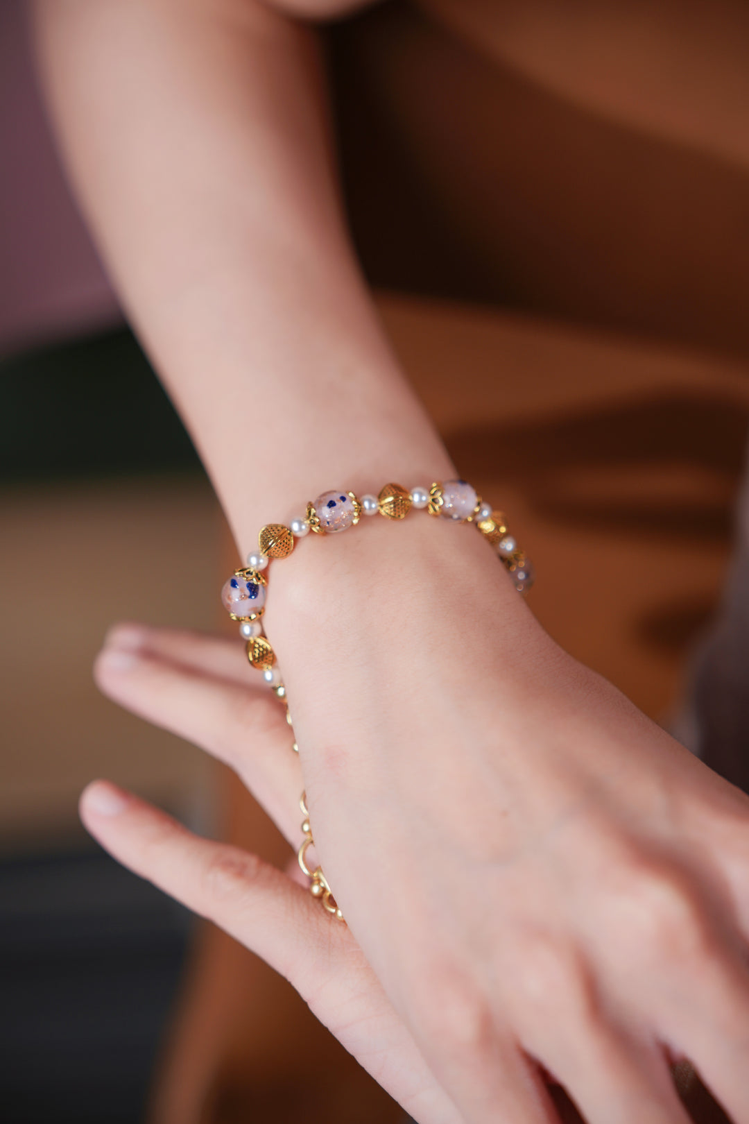 Pink Floral Liu Li & Pearl Bracelet