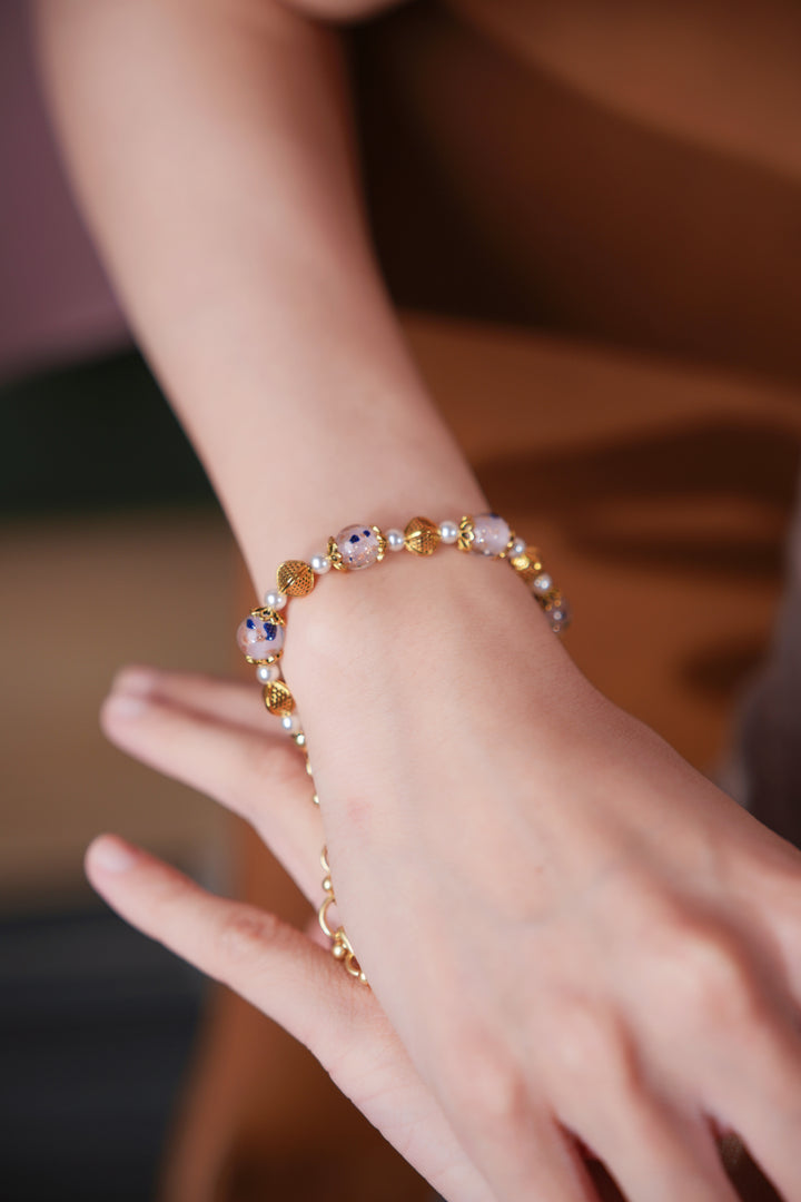 Pink Floral Liu Li & Pearl Bracelet