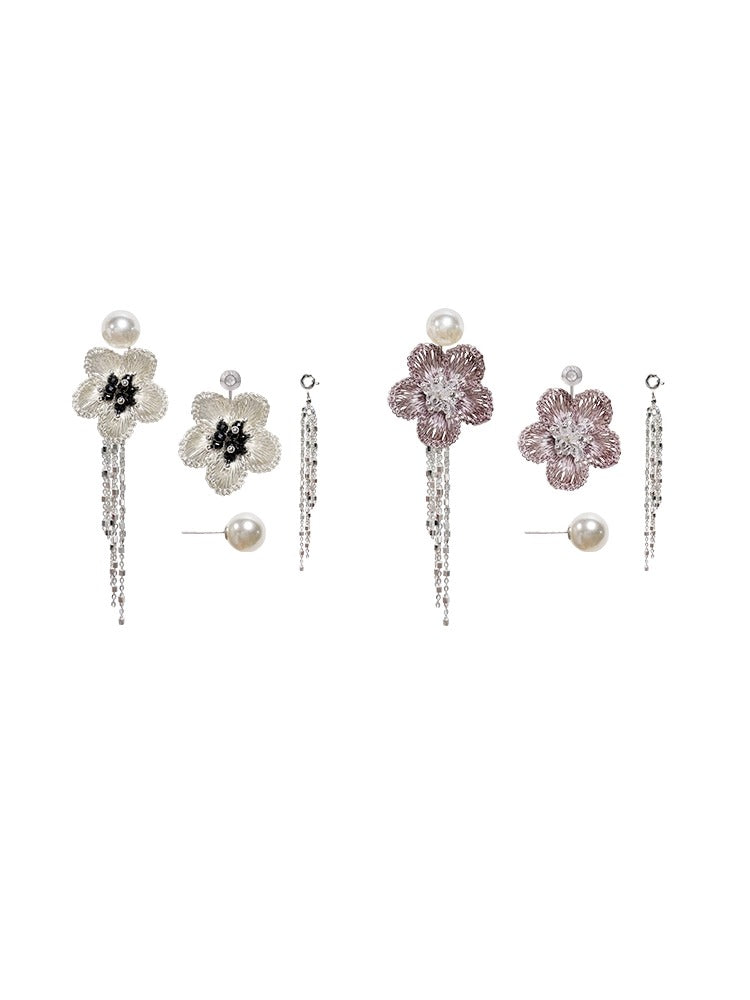 Plum Blossom Fringe Pearl Stud Earring