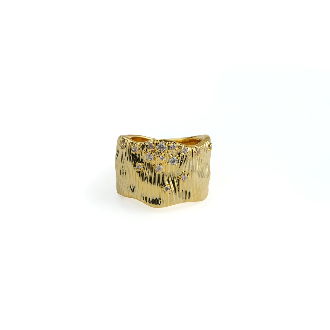 Rock Texture Ring in Gold-Plated Brass - BE FRUITFUL