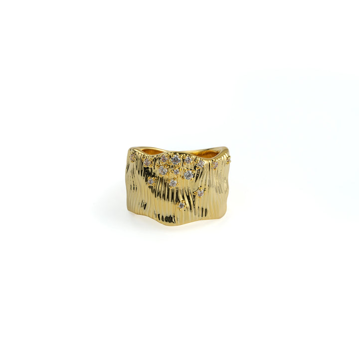 Rock Texture Ring in Gold-Plated Brass - BE FRUITFUL