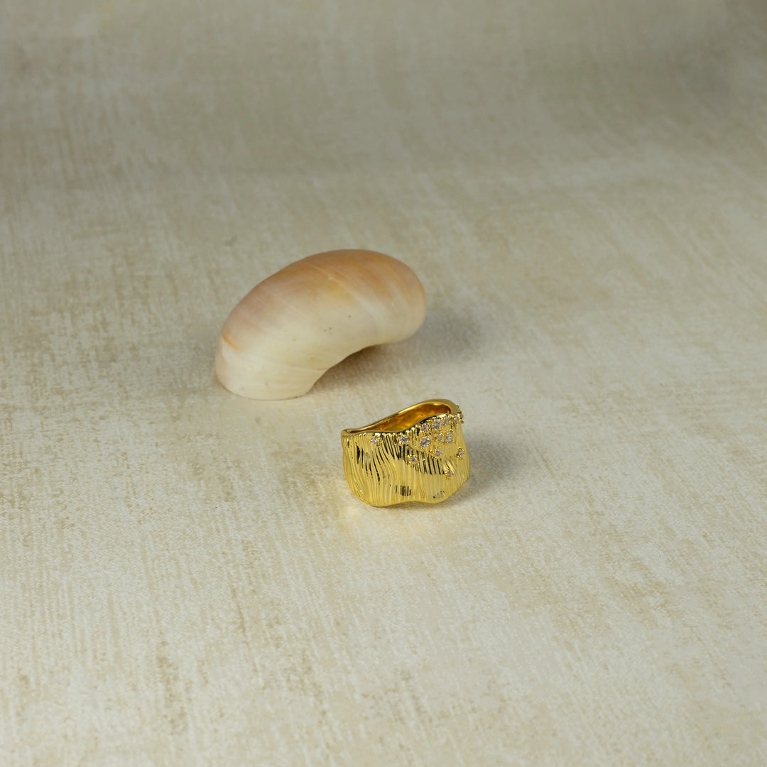 Rock Texture Ring in Gold-Plated Brass - BE FRUITFUL