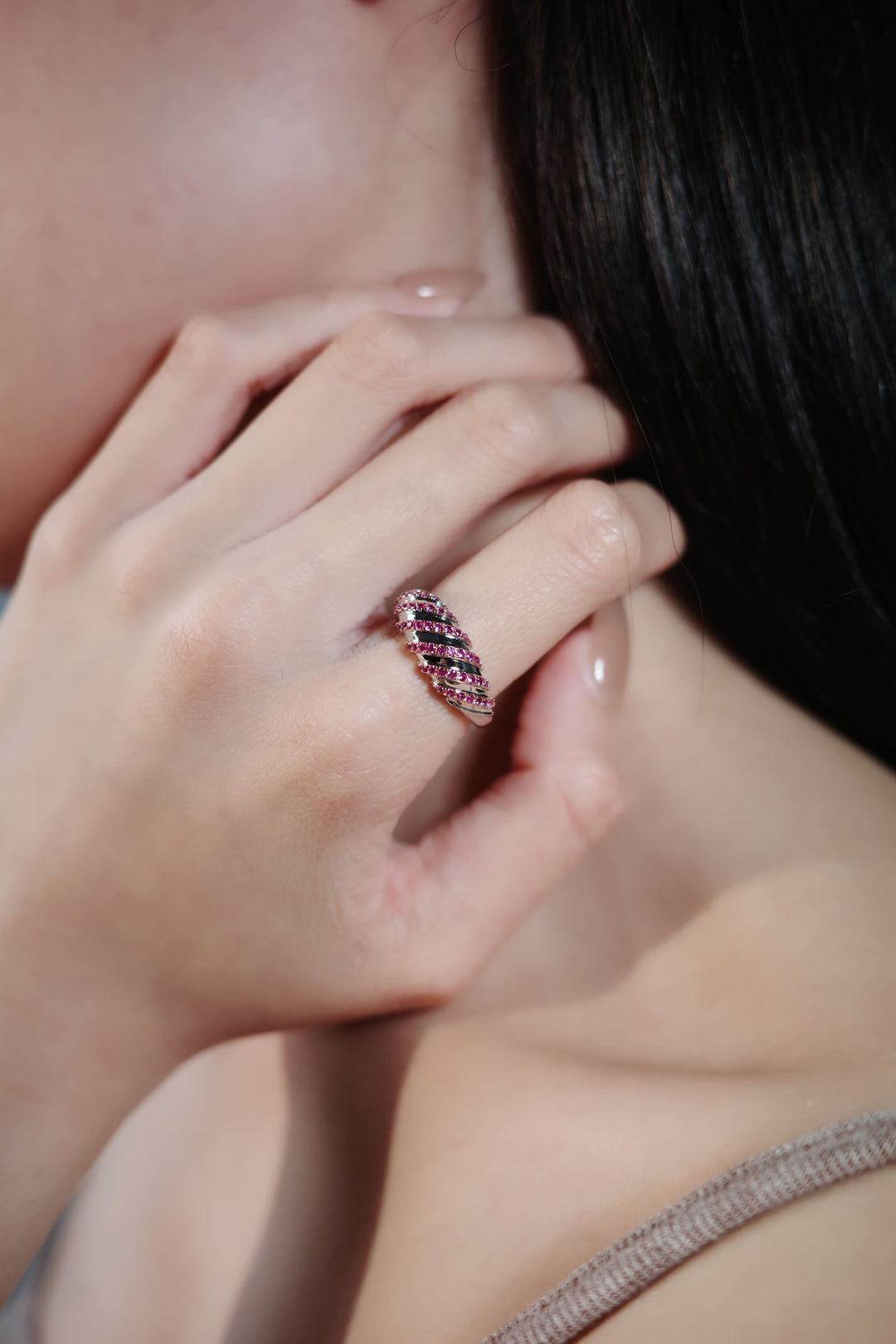 Rosé Swirl Ring in 925 Sterling Silver
