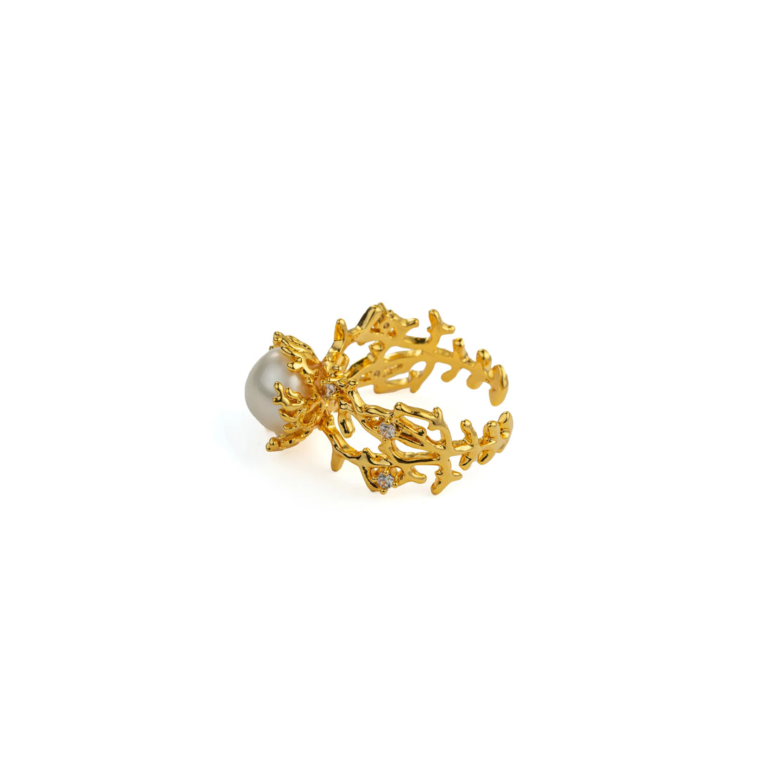 Seaweed Bloom Ring in Gold-Plated Brass - BE FRUITFUL