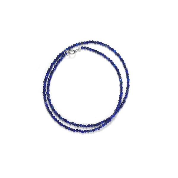mini Lapis Lazuli Handmade Beaded Necklace in 925 Sterling Silver - BE FRUITFUL