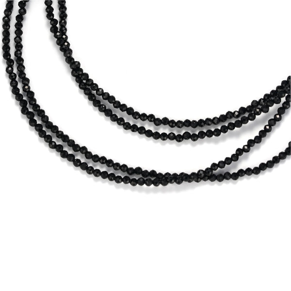 mini Black Spinel Handmade Beaded Necklace in 925 Sterling Silver - BE FRUITFUL