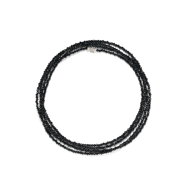 mini Black Spinel Handmade Beaded Necklace in 925 Sterling Silver - BE FRUITFUL