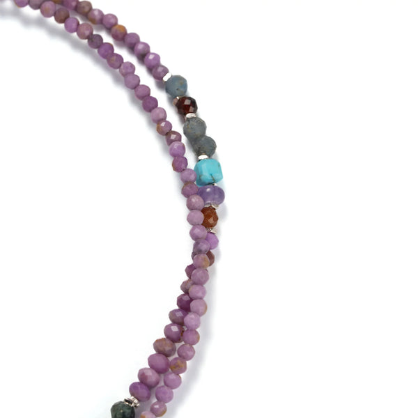 Circle Turquoise and Beaded Necklace in 925 Sterling Silver - BE FRUITFUL