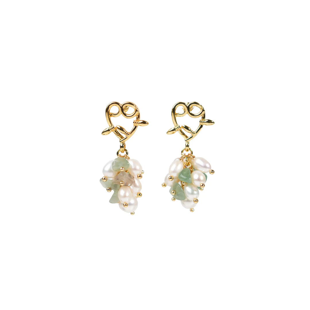 Melted Relic · Heart Pearl Cluster Earrings
