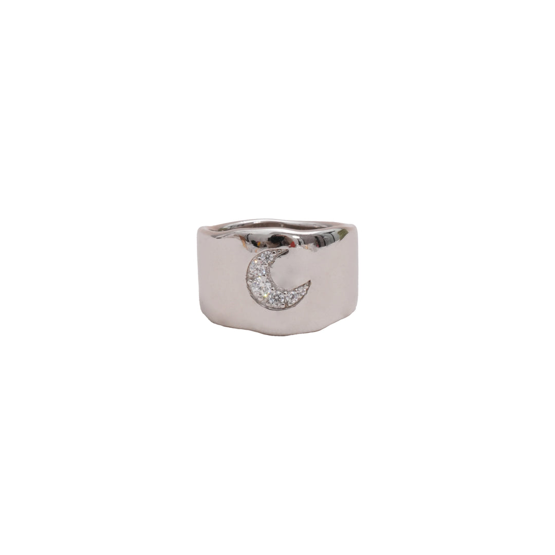 Éternelle Simple · Moon Signet Wide Band Ring