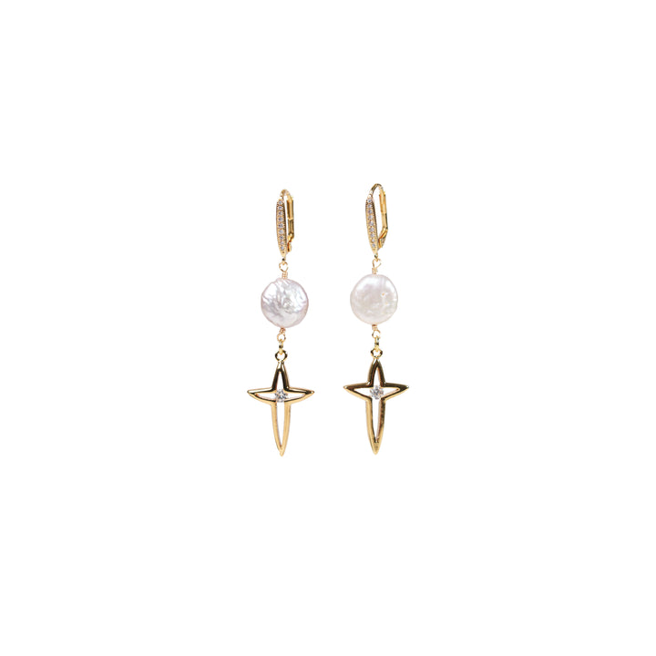 Melted Relic · Star Pearl Hoop Earrings